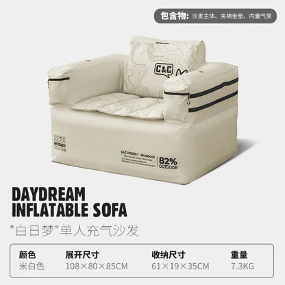 Double and Single Inflatable Sofa with Built-in Air Pump, Comfortable and Portable for Camping and Leisure Home Use