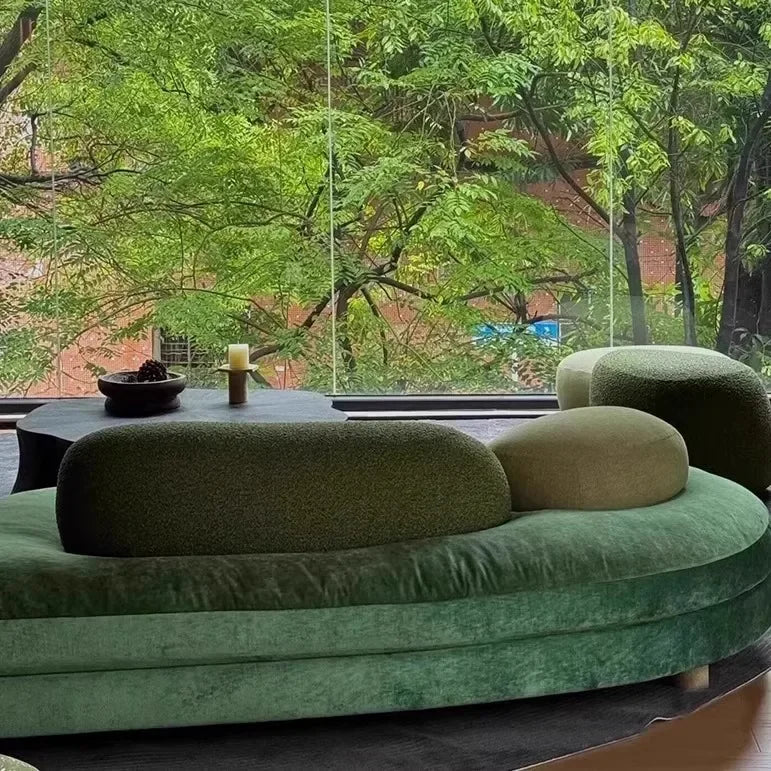 1PCS kXS French Pebble Sofa Designer Large Flat Layer Love Special-shaped Green Fabric Module Combination Arc