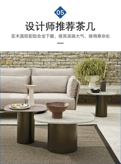 New arrive Nordic outdoor sofa rainproof rattan cafe courtyard hotel garden leisure card seat combination420