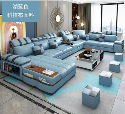 European Home Custom Comfortable Leather Sofa Set Adjustable Head Pillow Genuine Leather Corner Sofa for Living Room Basement