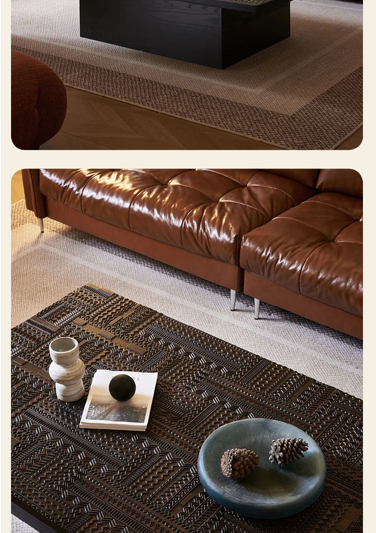 Retro coffee table light luxury high-end sense solid wood carving flower home living room minimalist 1.6 meters