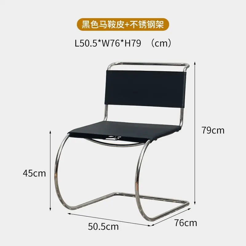 Nordic Minimalist Stainless Steel Dining Chair Armless Modern Simple Antique Furniture Wind Back Chair