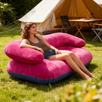 Double Inflatable Air Sofa Two-Seater Lazy Couch Heavy Duty Leak Proof Inflatable Lounge Furniture Indoor Outdoor Camping