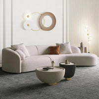 Nordic Minimalist Home Furniture White 3 Seater Velvet Corner Couch Curved Sectional Boucle Teddy Sofa for Living Room