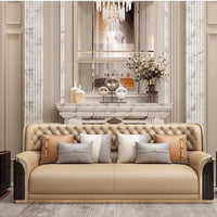 Italian light luxury leather sofa modern high-end straight row villa large flat floor