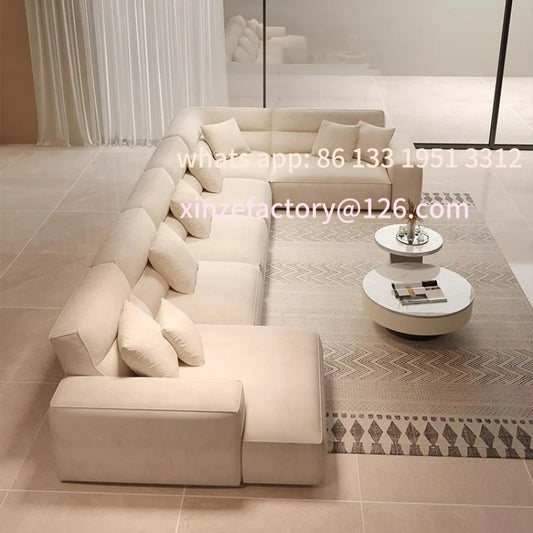Customizable large flat straight corner combination sofa modern simple matte fabric