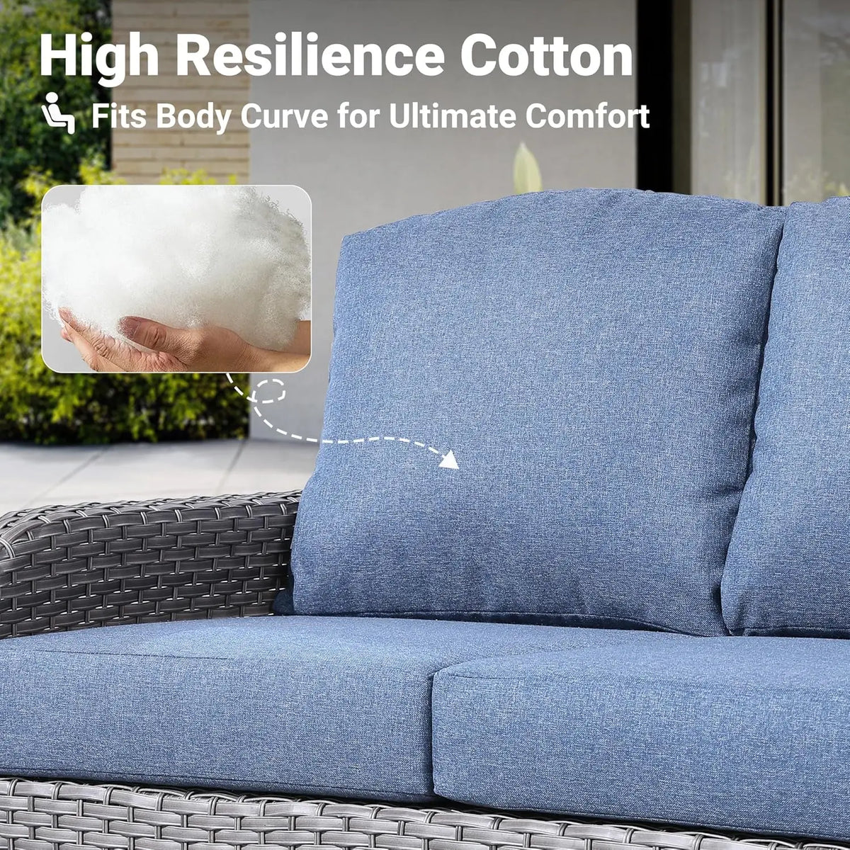 4-Piece Patio Furniture Set, Outdoor Wicker Sofa with Chairs Coffee Table, High Back Rattan Couch Loveseat with, Customized