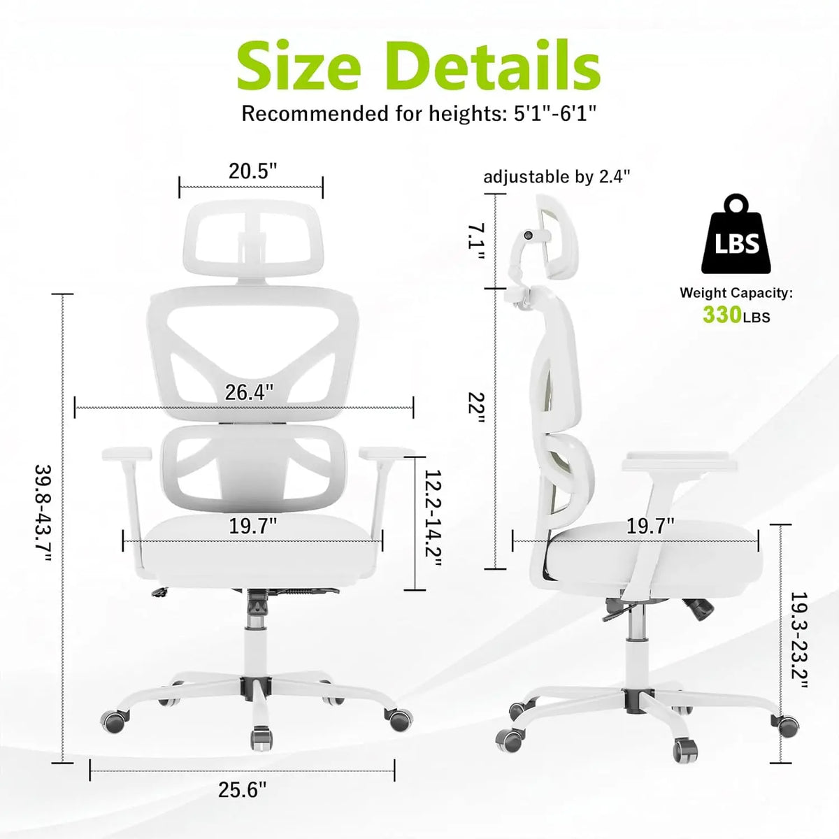 Ergonomic Office Chair Mesh Desk Chair with Lumbar Support and Headrest, High Back Computer Chair with Armrest and, Customized
