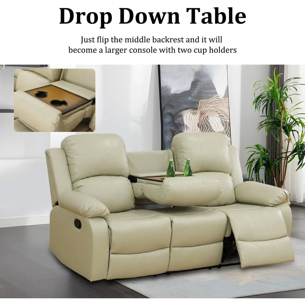 Recliner Soa Set, 3 Piece Living Room urniture Set, Manual Reclining Soa, Lovesat Couch and Chair with Cup Holders&Storage ole o