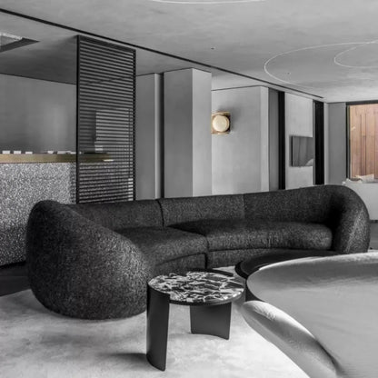 Italian minimalist U-shaped curved three-person living room sofa lamb wool hotel bed and breakfast