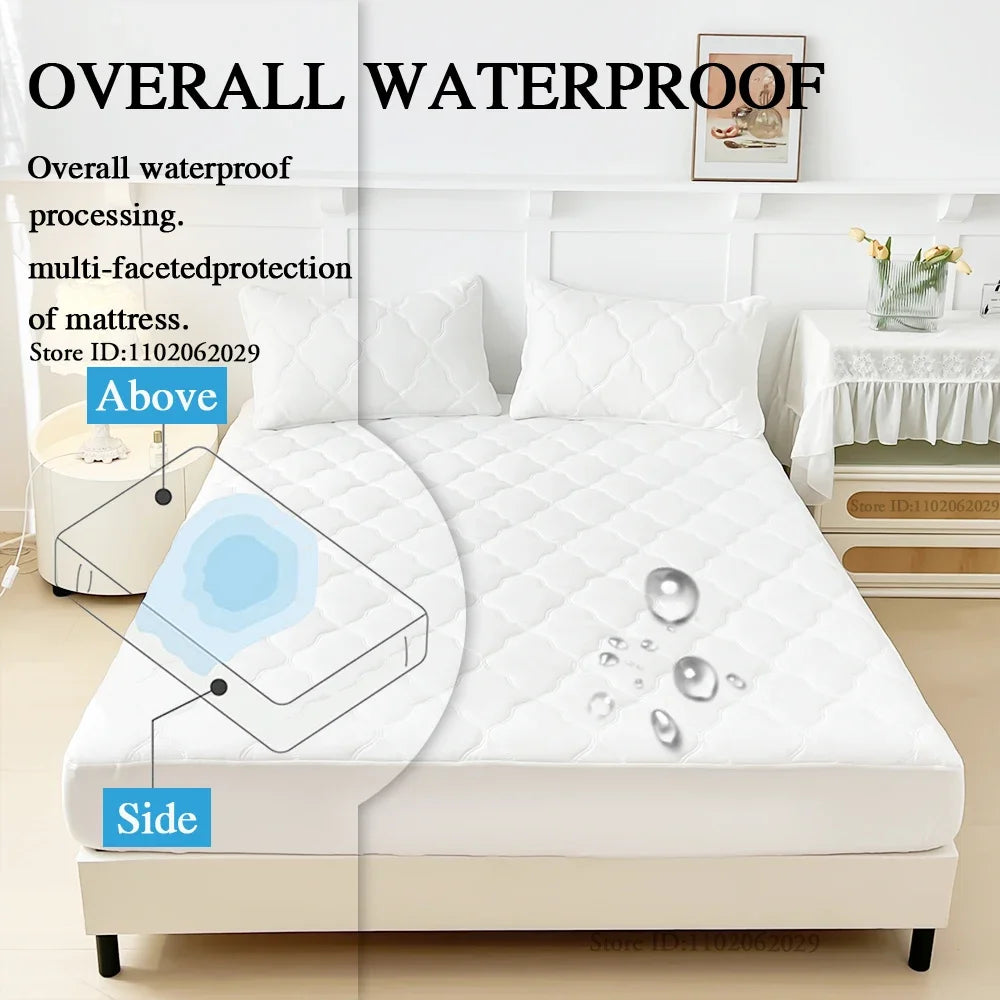 Fitted Bed Sheet Protector Breathable Waterproof Bedspreads Cover Anti-mite Anti-bacterial