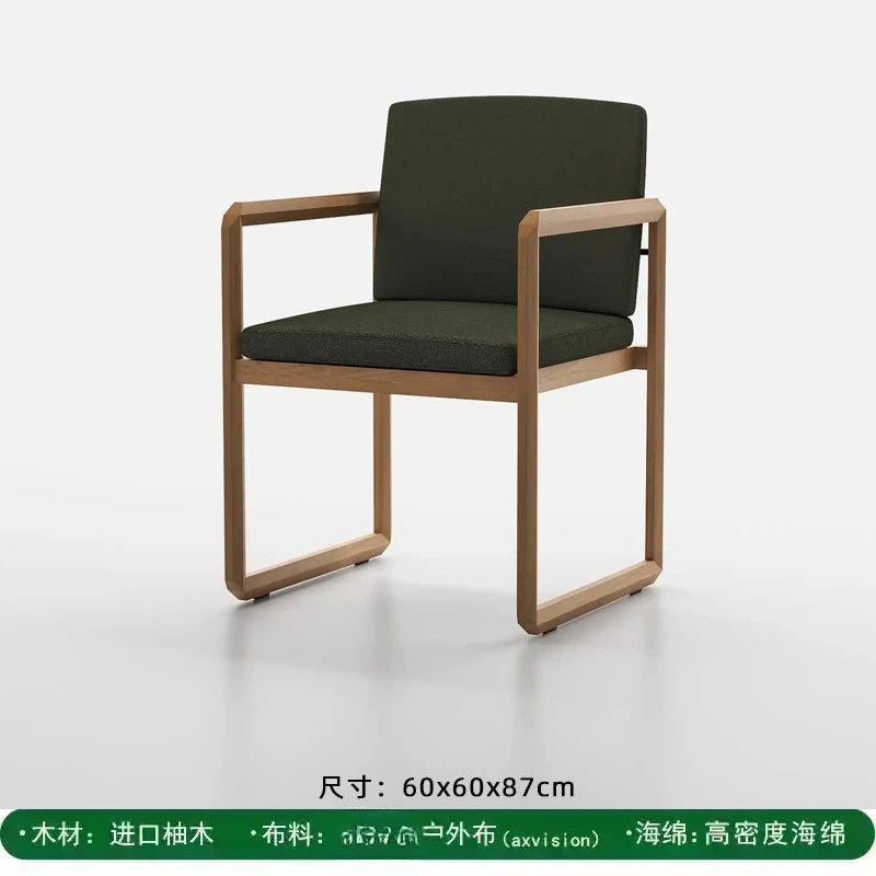 Outdoor solid wood sofa villa terrace rattan chair leisure combination furniture