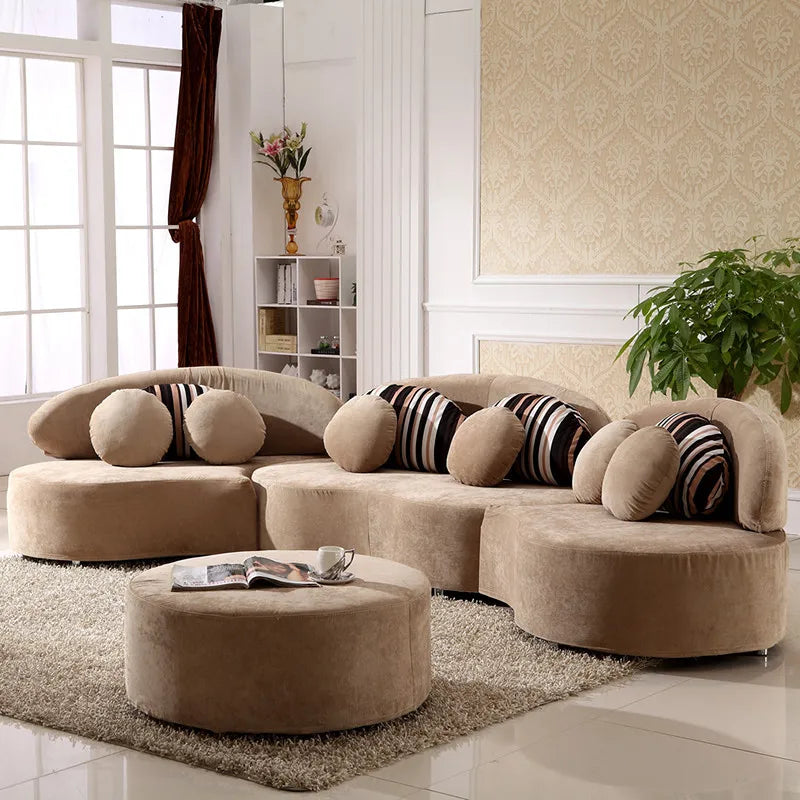 Curved fabric sofa Nordic light luxury personalized creative sofa Modern simple special-shaped living room combination round