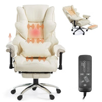 Massage Office Chair with Foot Rest, Ergonomic Executive Heated Office Chair with Reclining Backrest, Adjustable, Customized