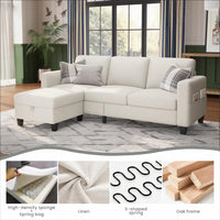 Pet-Friendly 78 L-Shaped Modular Sofa with Washable Cover and Convertible Three-Seater for Living Room