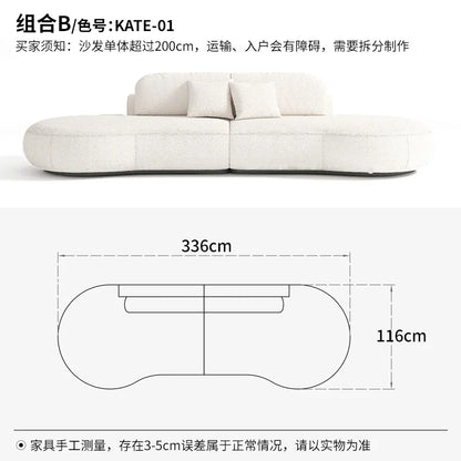 Nouveau canapé en tissu mat incurvé, grand canapé plat, simple et moderne, pour salon, grand ou petit canapé