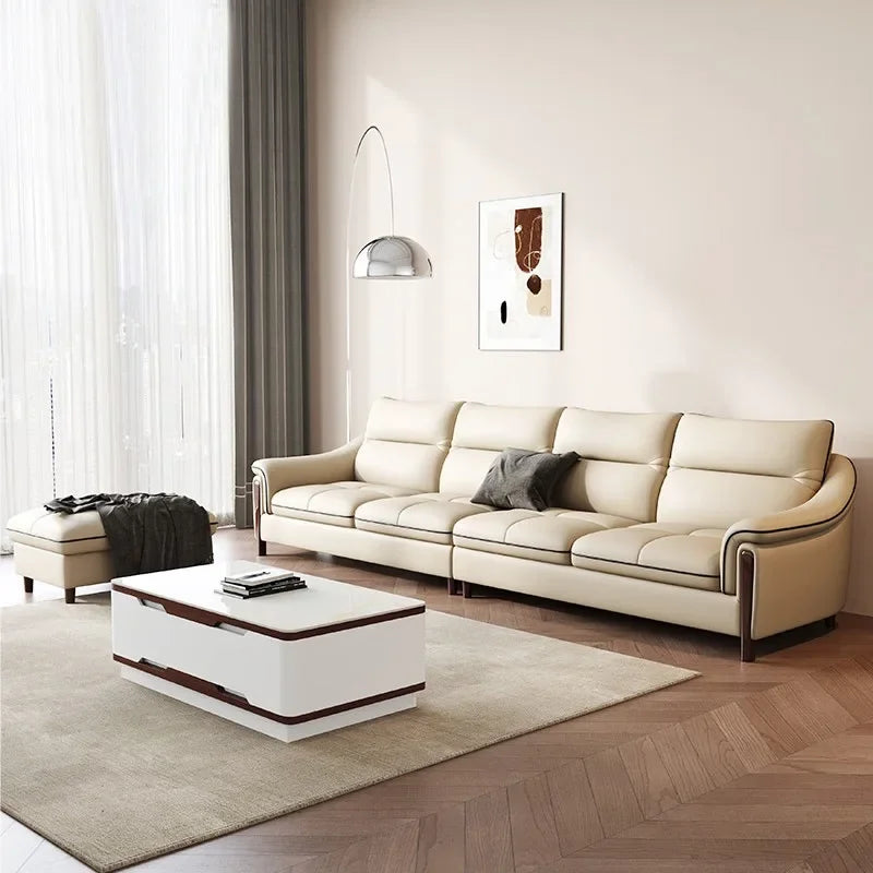 Sofa living room simple modern one layer cowhide corner combination furniture
