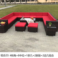 Terrace Modern Garden Sofas Outdoor Combination Courtyard Nordic Garden Sofas Waterproof Pe Rattan Furniture Sofá Jardín MHHYSF