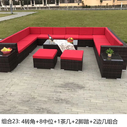 Terrace Modern Garden Sofas Outdoor Combination Courtyard Nordic Garden Sofas Waterproof Pe Rattan Furniture Sofá Jardín MHHYSF