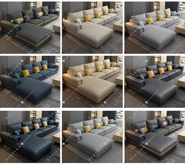 Nordic Luxury Technology Cloth Corner Fabric Sofa Set Lounge Living Room Sofas Sectional Modern  l Shaped Sofa