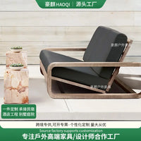 Nordic Outdoor Sofa Teak Sun Protection Waterproof Villa Garden Balcony Preservative Wood Outdoor Solid Wood Open-air Rattan Cha