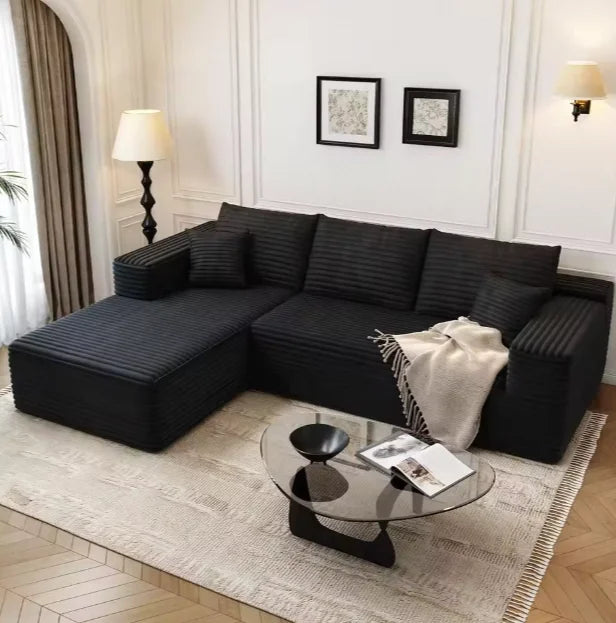 Living Room Sofa L Shaped Cloud Couch 107 Inch Plush Sectional Sofa with Chaise Minimalist Living Room Furniture