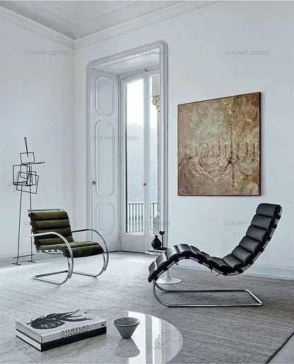 Lounge Chair Lunch Break Home Balcony, Office Medieval Chair Designer Stainless Steel Leisure Chair Single