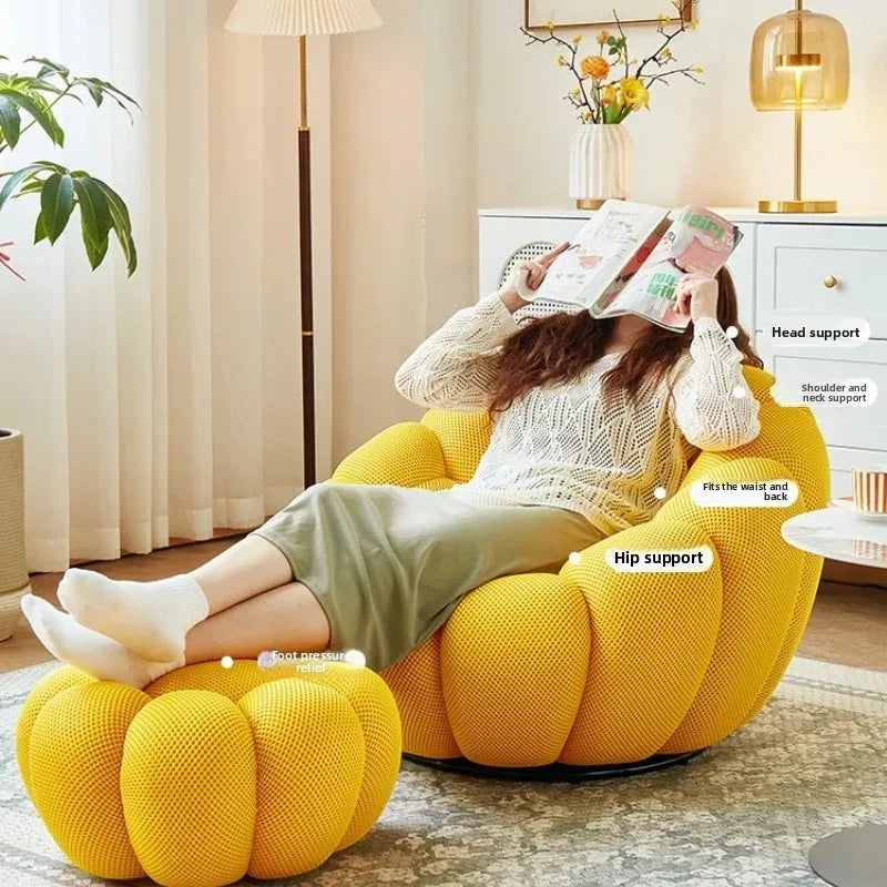 Modern Pumpkin Chair Luxury Bubble Sofa Single Lounge Seat Lazy Recliner for Bedroom Balcony Living Room Aesthetic Accent