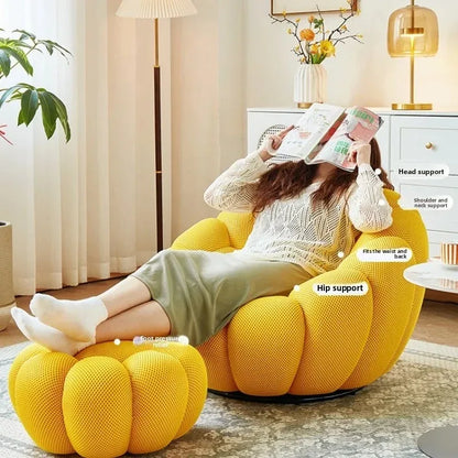 Modern Pumpkin Chair Luxury Bubble Sofa Single Lounge Seat Lazy Recliner for Bedroom Balcony Living Room Aesthetic Accent