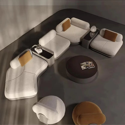 Italian Leather Corner Sofa Set Furniture Living Room Modular Sectional Leather Curved Sofas for Home Living Room