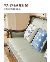 XL retro sofa walnut wood solid wood leather first layer cowhide combination sofa living room furniture