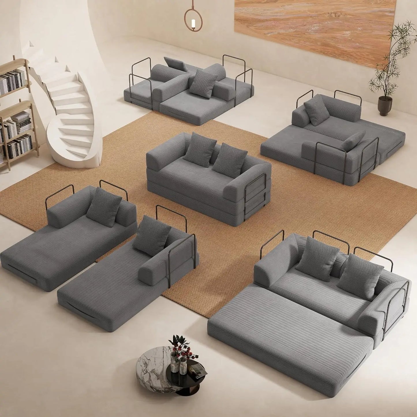 Cloud Boneless Convertible Floor Sofa Bed, 70" 4-in-1 Foldable Compressed Loveseat Lounge Sleeper 2 Seater Couches,, Customized