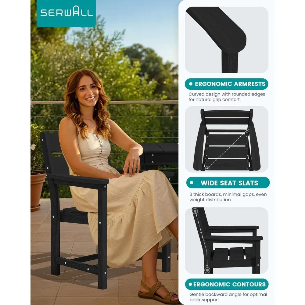 67‘’ HDPE Patio Dining Set for 6, All-Weather, Beach Chairs