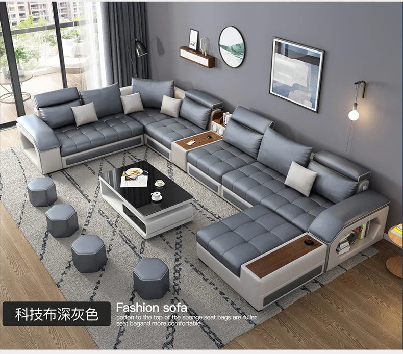 Modern 5 6 7 8-Seater Fabric Sofas Sectional Set for Living Room Hotel Furniture with Sponge Filling