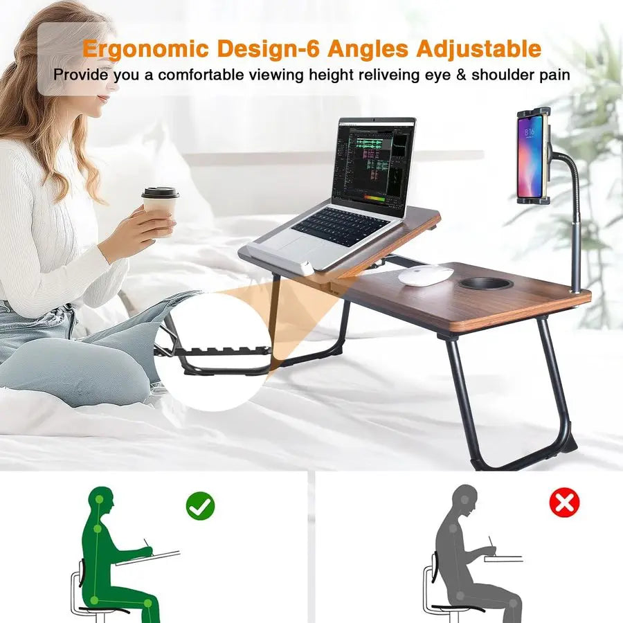 Adjustable Foldable Laptop Desk Portable Ergonomic Stand for Bed Sofa Notebook