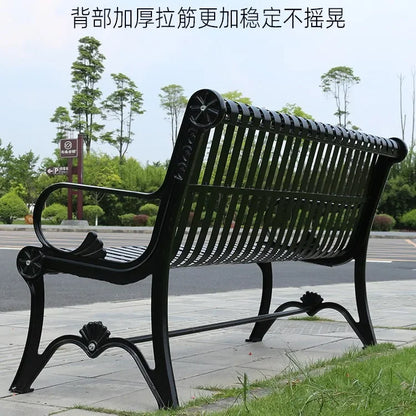 Park chair outdoor bench, cast iron art, community square leisure seat, courtyard outdoor shopping mall lounge area