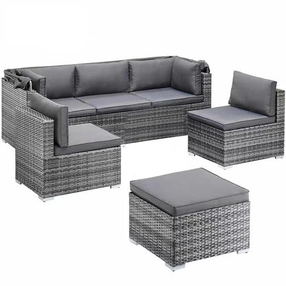 Patio Furniture Outdoor Gray Rattan Lounge Set  Outdoor Couch