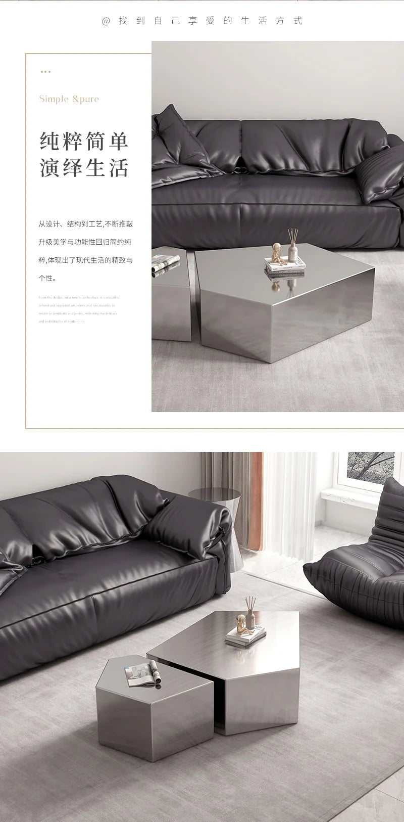 Geometric Special-shaped Creative Light Luxury Home Living Room Modern Simple Italian Stainless Steel Designer New Coffee Table