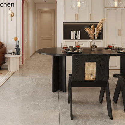 HTT oval dining table and chairs retro living room modern light luxury dining room rock slab home accessories