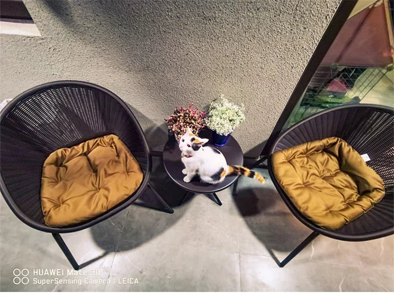 Outdoor Rattan Chair Garden Furniture Set Household Outdoor Balcony Leisure Table and Chair Three-piece Set Mini Coffee Table