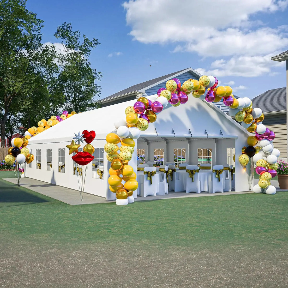 Heavy Duty Outdoor Event Wedding Party Tent with Removable Sidewalls for Parties, Weddings, BBQ, Temporary Shelter