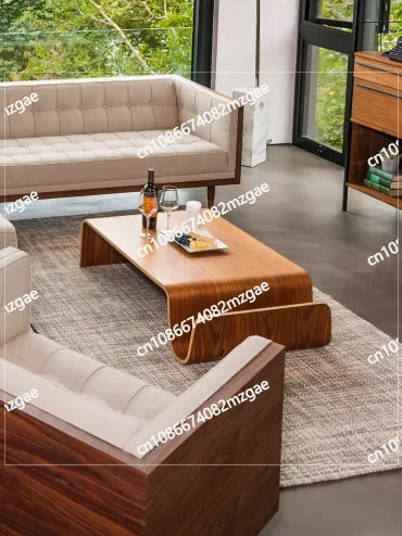 Mid-century Modern Living Room Furniture Solid Wood Coffee Table Wood Curved Plywood Coffee Table