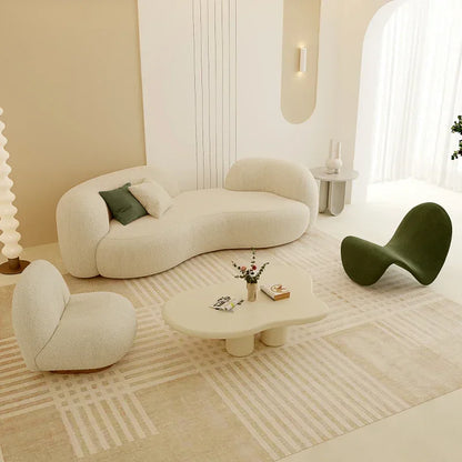 Cream wind sofa, new reception curved sofa in the living room
