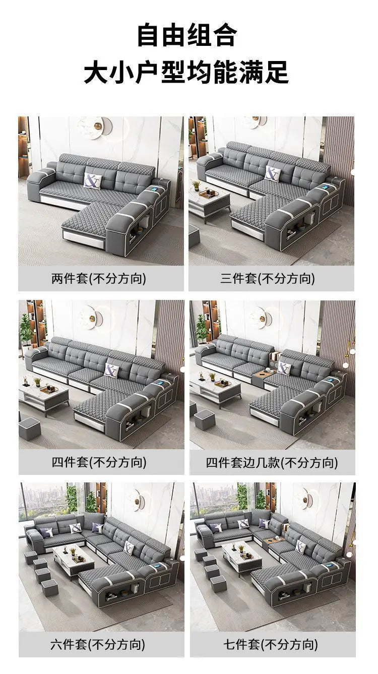 custom. [1856 People Collected] Simple Modern Large and Small Apartment Removable Fabric Sofa Set U-shaped Sofa Living Room Wash