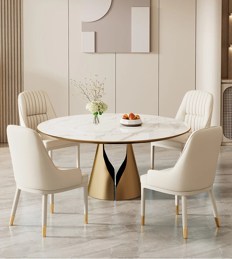Modern Faux Dining Chairs Kitchen Metal Leather Nordic Home Dining Chairs Luxury European Chaises Salle Manger Furnitures