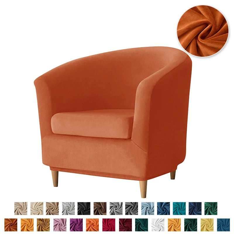 Velvet Tub Cover Chair Jacquard Single Seat Sofa Slipcover 1 Seate Living Room  Furniture Couch Washable Club Armchair Cover