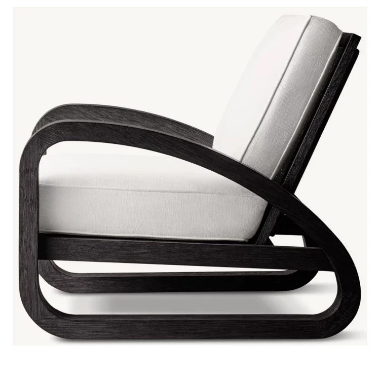 Rattan Antique Living Room Sofa Chair Solid Wood Light Luxury Leisure Chair