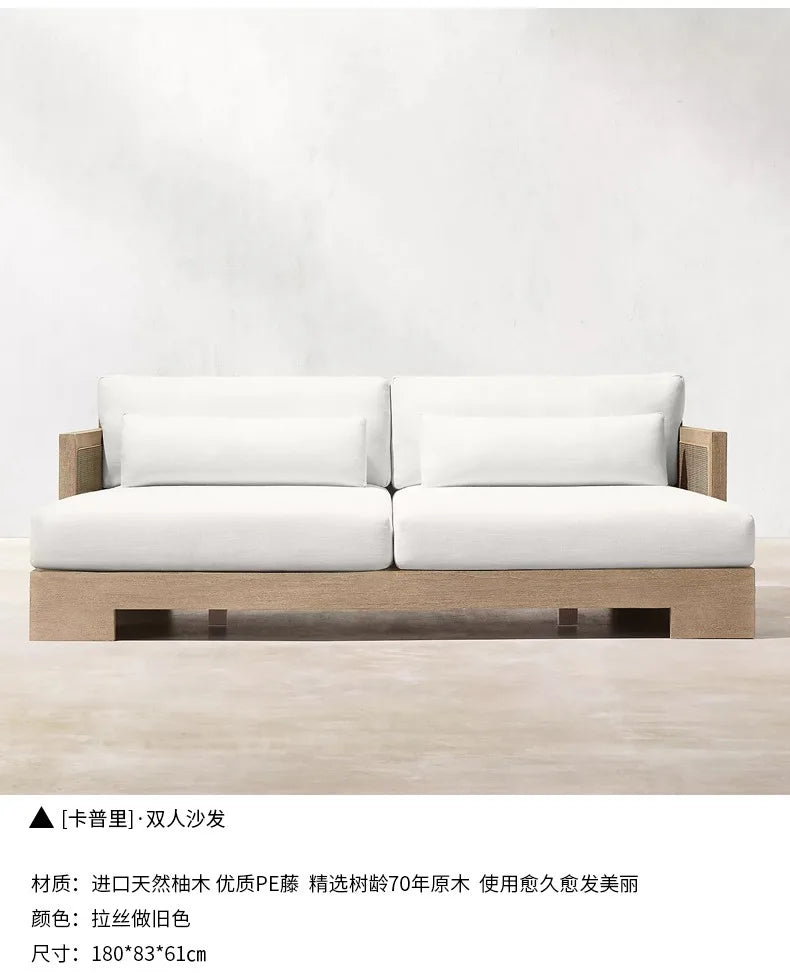 Customizable outdoor teak sofa patio rattan chair