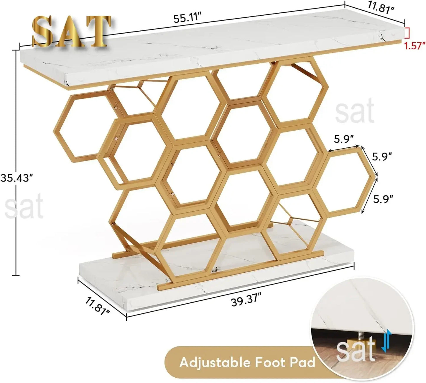 #For Gold Console Table, 55 Inch Modern Entryway Table Foyer Table with Metal Base, Faux Marble White Accent Table Narrow Sofa