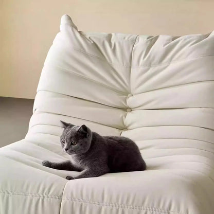 Leather lazy sofa Nordic single bedroom togo caterpillar balcony sofa chair casual leather art floor sofa